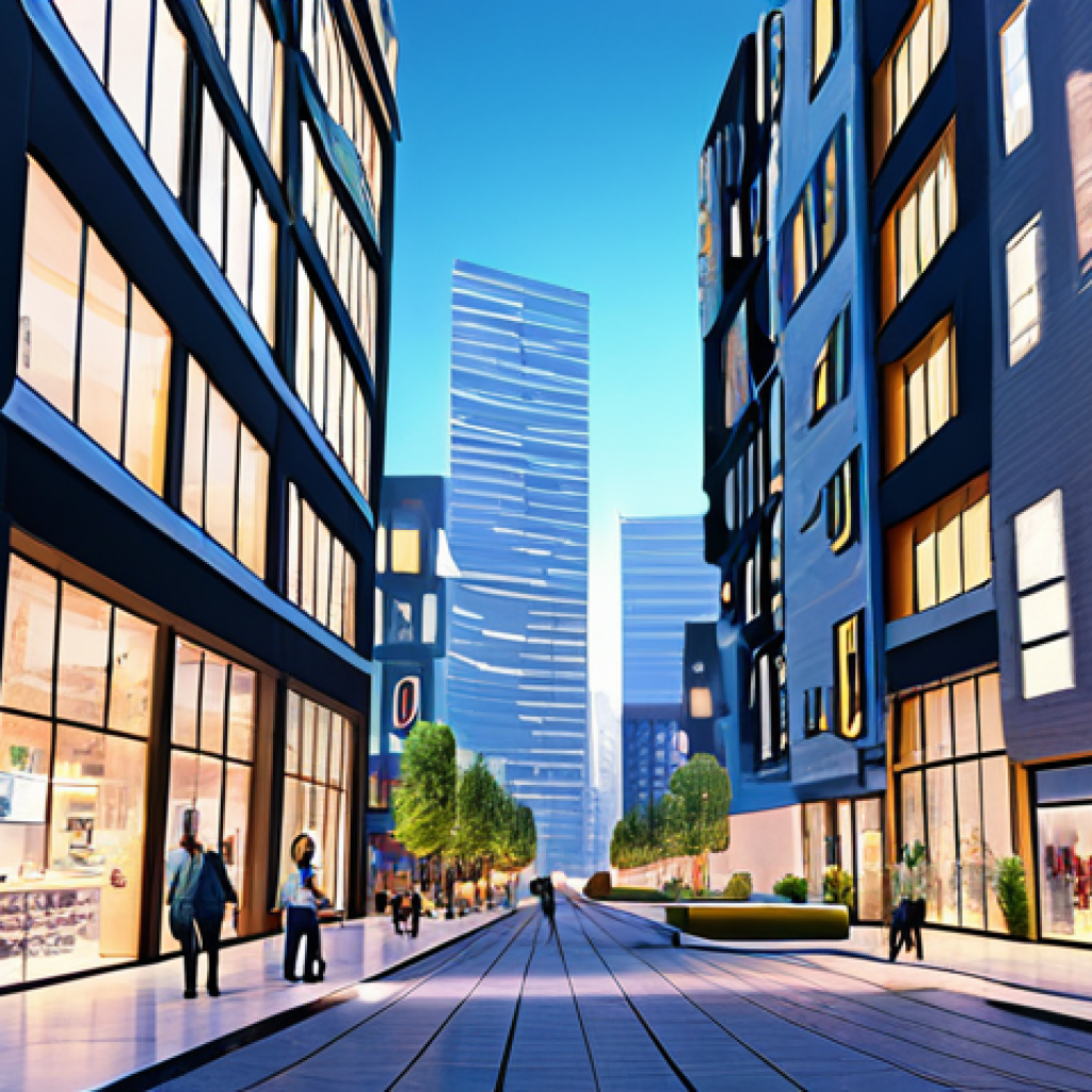 Metaverse Real Estate Development**

"A bustling virtual cityscape with modern, innovative architecture, showcasing various metaverse businesses like virtual art galleries and co-working spaces. The scene is filled with diverse, fully clothed avatars interacting and exploring. Bright, optimistic lighting. Safe for work, appropriate content, fully clothed, professional, perfect anatomy, correct proportions, well-formed hands, natural pose, high resolution, digital art."

**