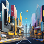 메타버스 부동산의 과거 현재 미래 - **Prompt Title: The Evolving Metaverse Cityscape**
    **Description:** A vibrant, futuristic citysc...