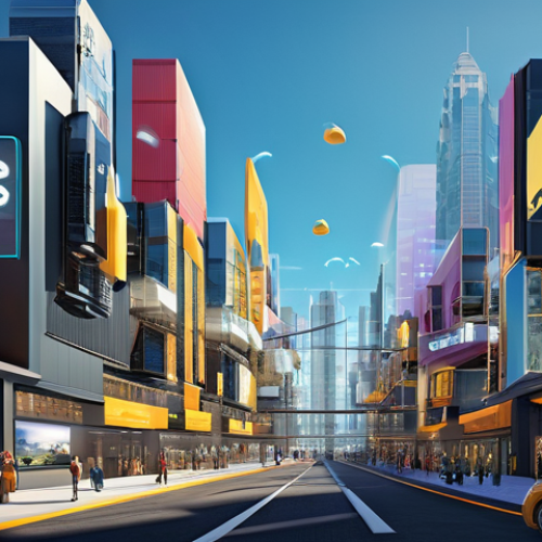 메타버스 부동산의 과거 현재 미래 - **Prompt Title: The Evolving Metaverse Cityscape**
    **Description:** A vibrant, futuristic citysc...