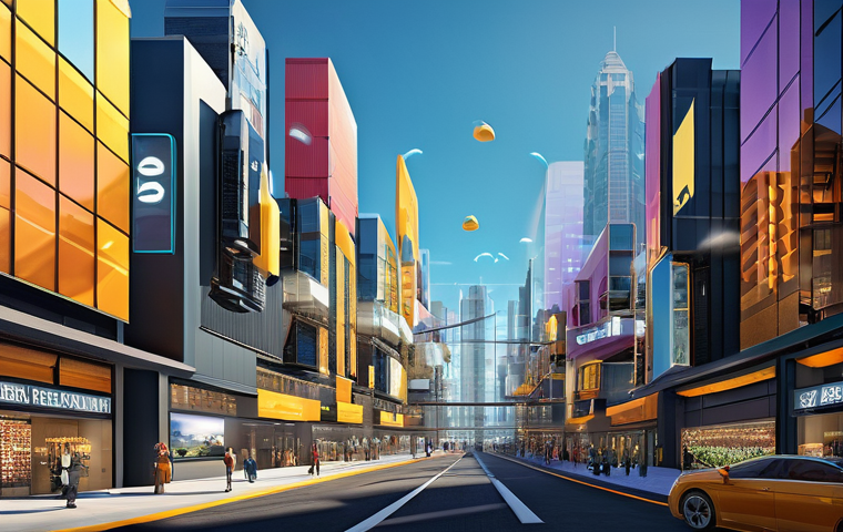 메타버스 부동산의 과거 현재 미래 - **Prompt Title: The Evolving Metaverse Cityscape**
    **Description:** A vibrant, futuristic citysc...