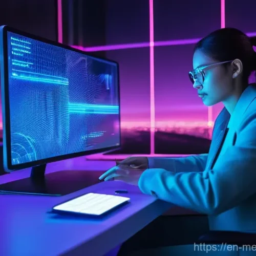 가상 공간에서의 부동산 거래 안전성 - **Prompt:** A focused individual, gender-neutral, wearing a smart tech jacket and trousers, sits int...