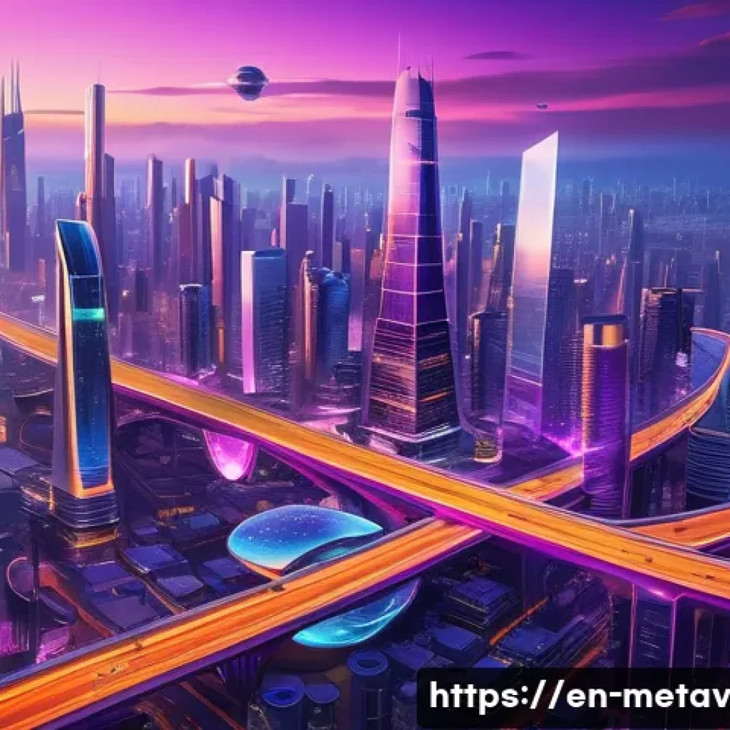 메타버스 부동산의 투자 가치 평가 - **Prompt 1: Bustling Metaverse Metropolis**
    "An aerial view of a vibrant, futuristic metaverse c...