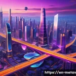 메타버스 부동산의 투자 가치 평가 - **Prompt 1: Bustling Metaverse Metropolis**
    "An aerial view of a vibrant, futuristic metaverse c...